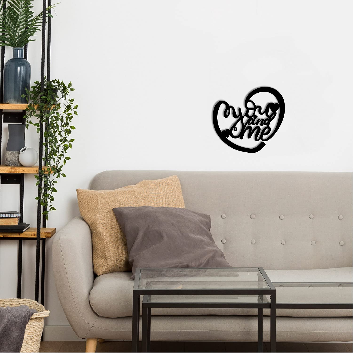 Ecraftindia Heart Shaped You And Me Love Quote Black Engineered Wood Cutout Wall Art Decor - Ideal Gift For Anniversary Or Weddi